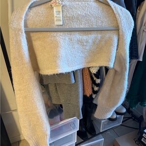 Free People Cream Chunky Knit Poncho